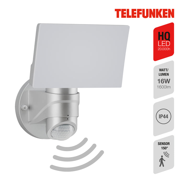 LED Außenleuchte mit Bewegungssensor silber 1600 Lm IP44