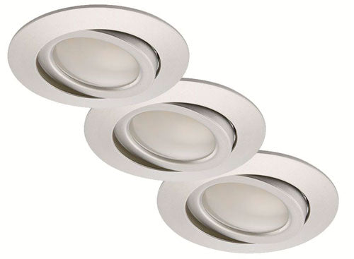 3x LED Einbauspot dimmbar per Schalter schwenkbar Alu 68mm – Einbaustrahler IP23, schwenkbar, dimmbar, 68mm