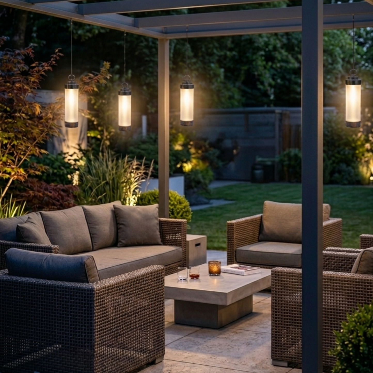 gartenlaterne mit erdspieß für led teelicht windlicht mit stab zum aufhängen für blumenbeet wegleuchte garten elle schwarz gefrostet 53181 sompex