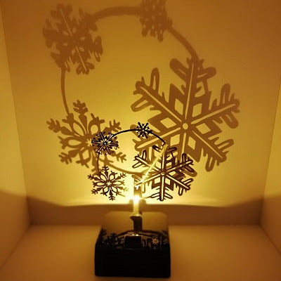 LED Tischlampe mit Schattenspiel Shadow Motiv Schneeflocke Tischlampe