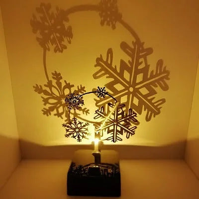 LED Tischlampe mit Schattenspiel Shadow Motiv Schneeflocke Tischlampe