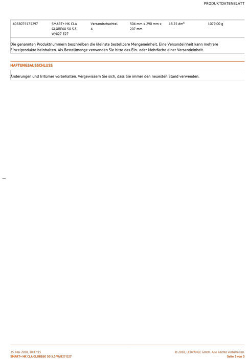 Osram Smart+ Filament Globe E27 5.5W dimmbar für Apple