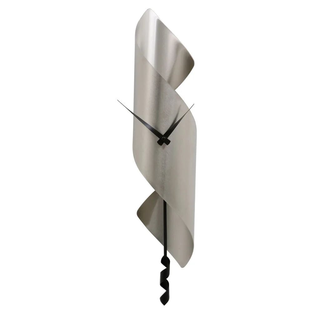 Nextime Curly Wanduhr mit Pendel, Uhr aus Edelstahl, 53x13cm, 2863 – stilvolles Wohnaccessoire & Dekoartikel aus Europa