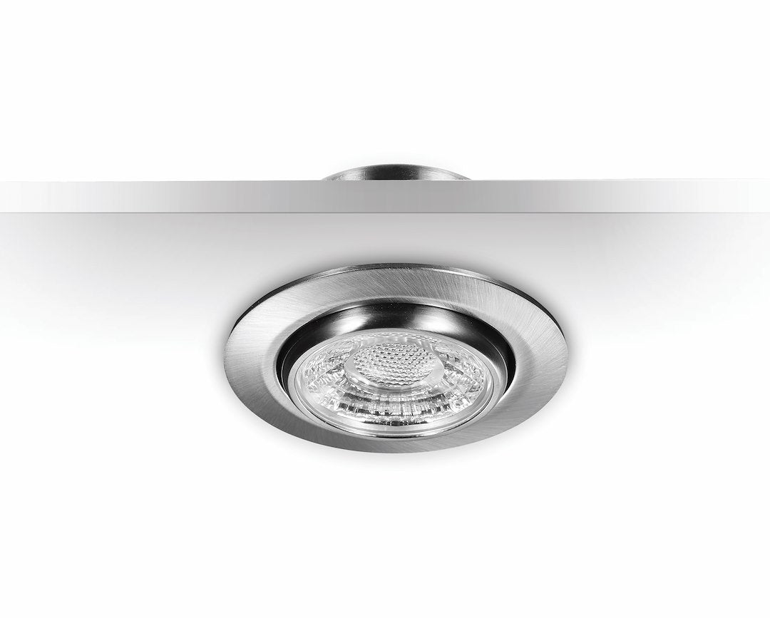 LED Einbaustrahler MD-13 Satin – 5 W, dimmbar, IP44, Ø 60 mm, ultra flach 42 mm, warmweiß 2700 K, inkl. Trafo | Malmbergs