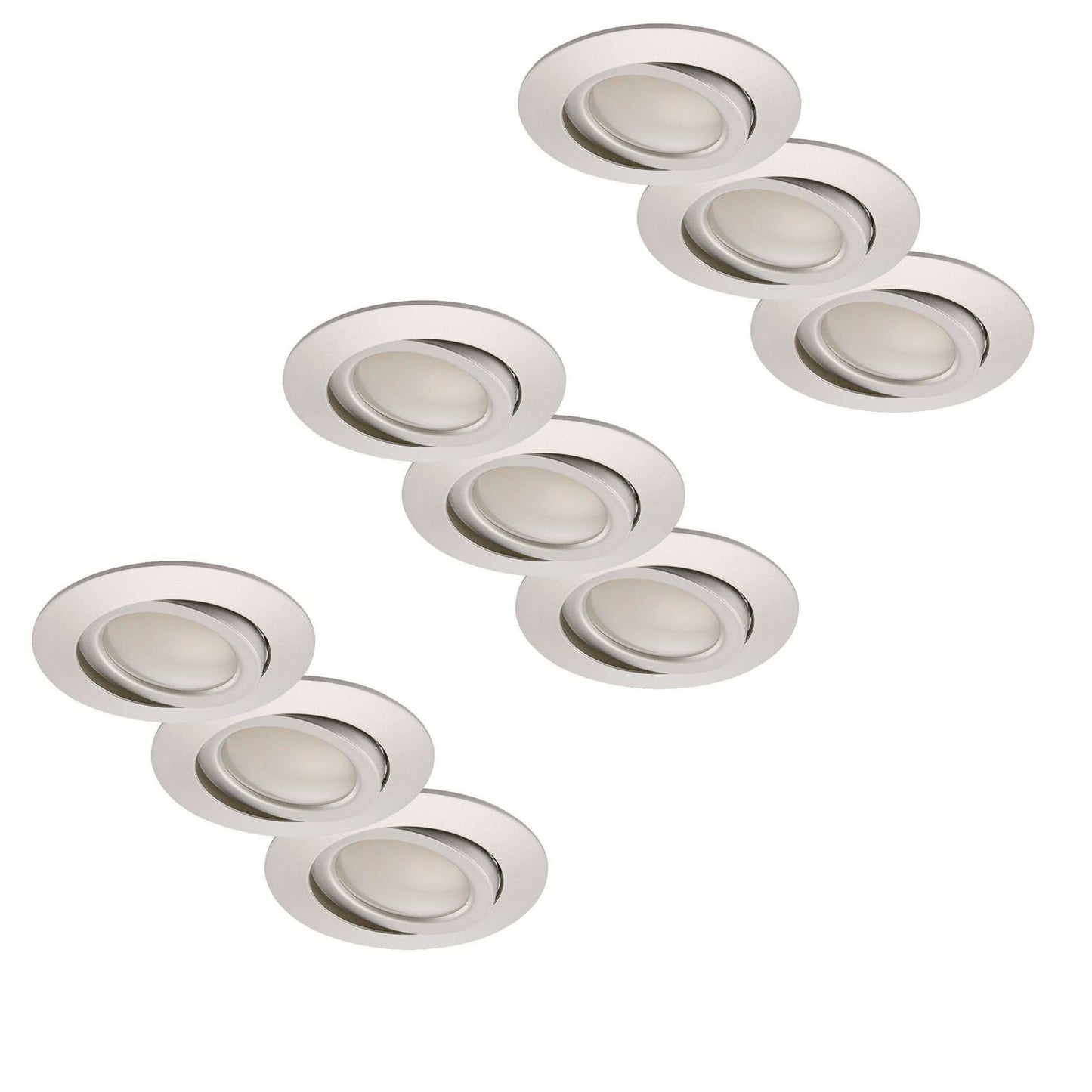 9x LED Einbauspot dimmbar per Schalter schwenkbar Alu 68mm – Einbaustrahler IP23, schwenkbar, dimmbar, 68mm