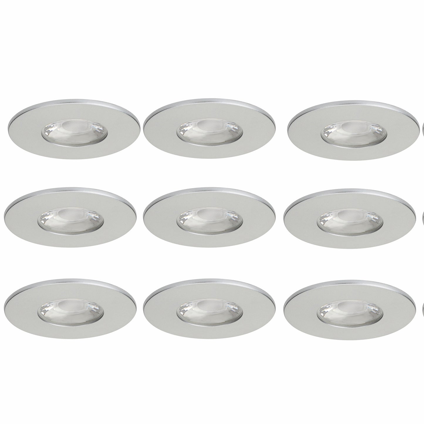 9x MD-881 LED Einbauspot silber dimmbar 4,5W 70mm warmweiß IP44 – Einbaustrahler IP44, dimmbar, 70mm