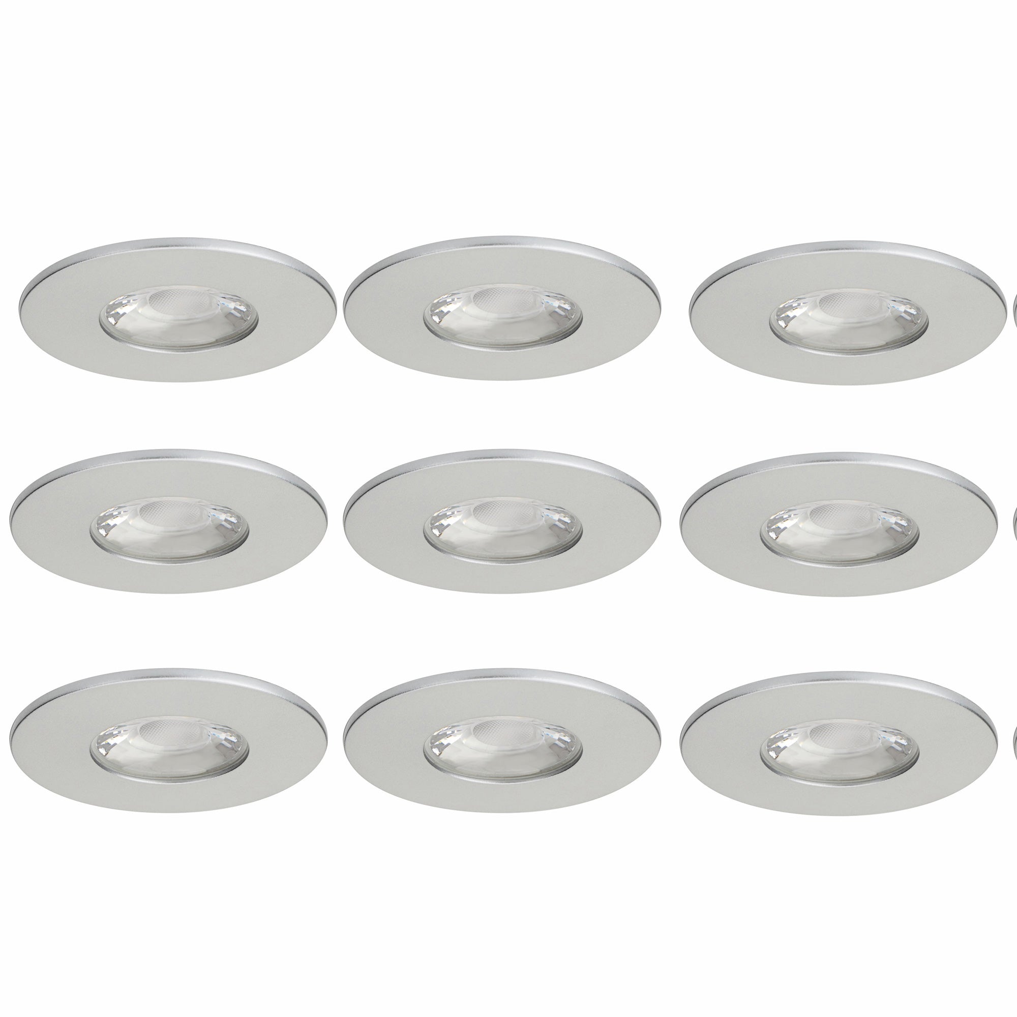 9x MD-881 LED Einbauspot silber dimmbar 4,5W 70mm warmweiß IP44 – Einbaustrahler IP44, dimmbar, 70mm