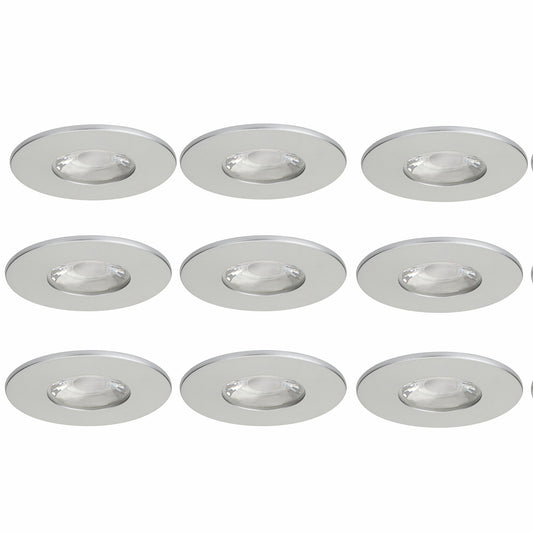 9x MD-881 LED Einbauspot silber dimmbar 4,5W 70mm warmweiß IP44 – Einbaustrahler IP44, dimmbar, 70mm