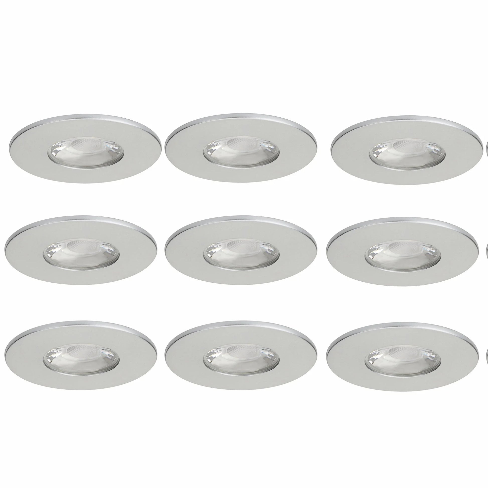 9x MD-881 LED Einbauspot silber dimmbar 4,5W 70mm warmweiß IP44 – Einbaustrahler IP44, dimmbar, 70mm