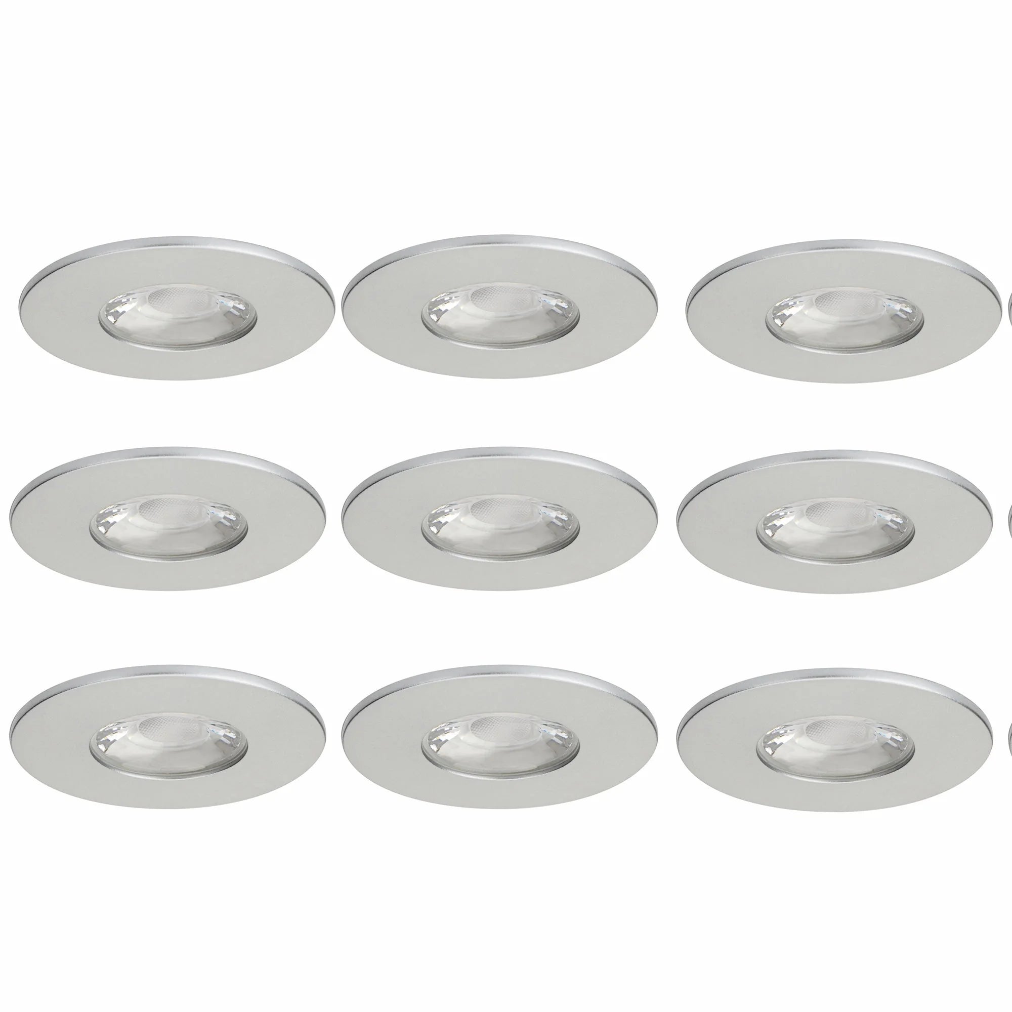 9x MD-881 LED Einbauspot silber dimmbar 4,5W 70mm warmweiß IP44 – Einbaustrahler IP44, dimmbar, 70mm