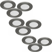 9er Set LED Spots Möbelleuchten dimmbar silber 57mm ultra slim MD-305 – Einbaustrahler IP21, dimmbar, 57mm