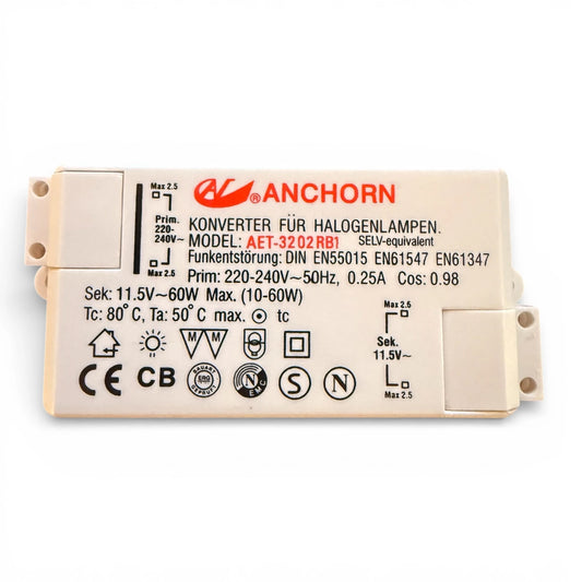 Anchorn AET-3202RB1 Ersatztrafo 10-60W elektronischer Halogen Transformator 11.5V 60W SELV Konverter