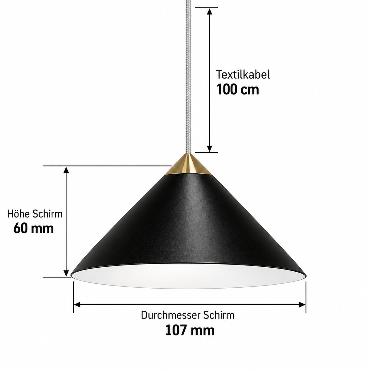 Kleine Design Pendelleuchte Schwarz, weiß & Messing Ø 10,7 cm – BRUCK MAX Via
