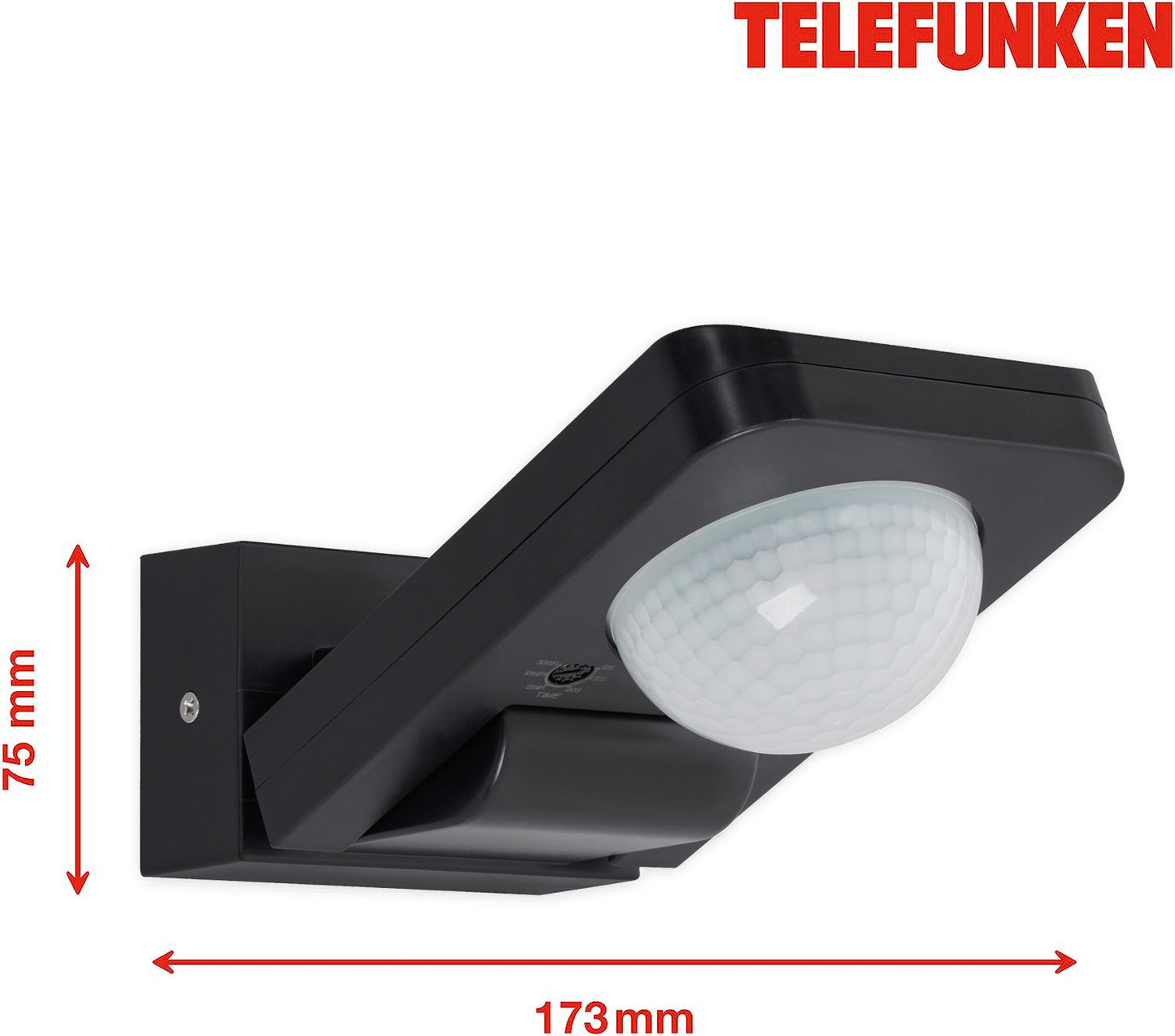 Bewegungsmelder für außen schwarz 20m Reichweite 360° IP65 Dauerlichtfunktion