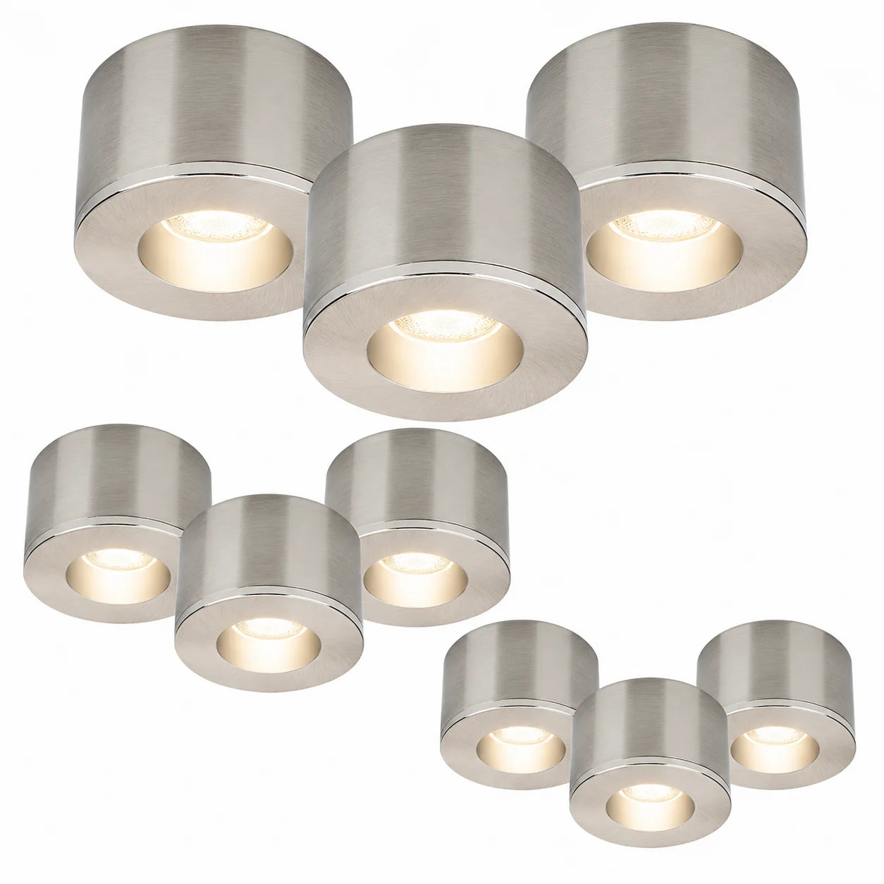9er Set LED Spots Einbau & Aufbau dimmbar Alu IP44 55mm – Malmbergs MD-31