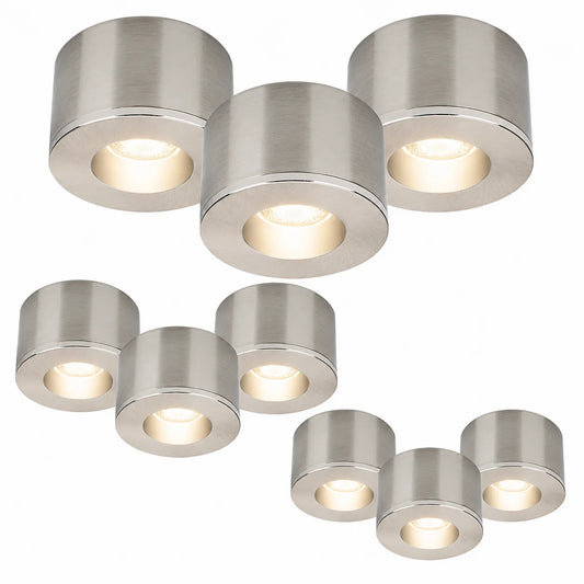 9er Set LED Spots Einbau & Aufbau dimmbar Alu IP44 55mm – Malmbergs MD-31