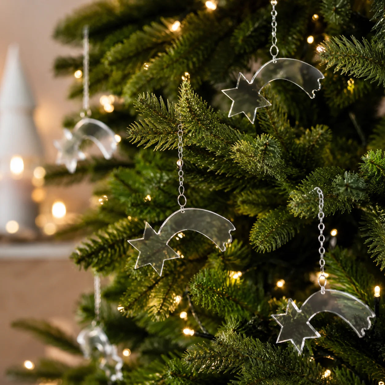 Christbaum Behang Sternschnuppe klar Acryl – Fensterhänger 