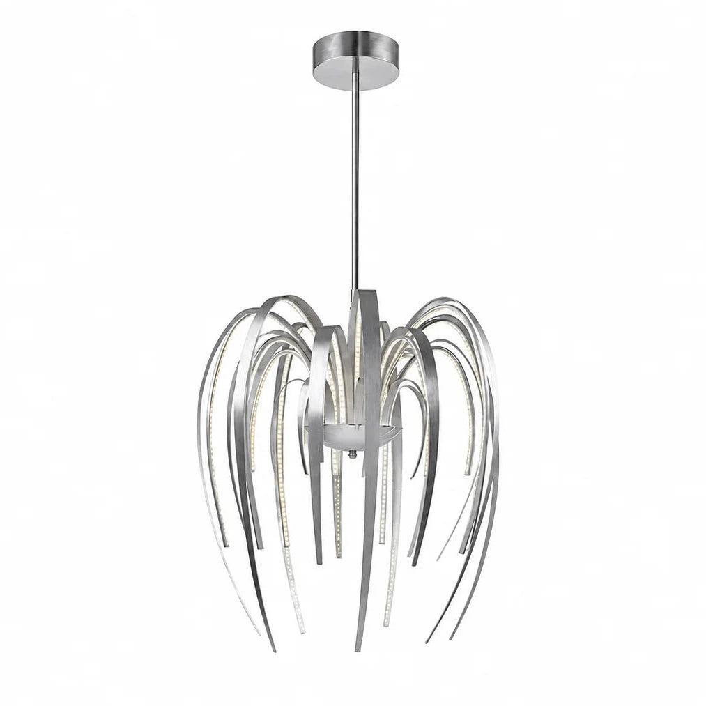 Sompex LEAVE LED Pendelleuchte in gebürstetem Aluminium, organischer Palmen-Look mit geschwungenen LED-Blattelementen
