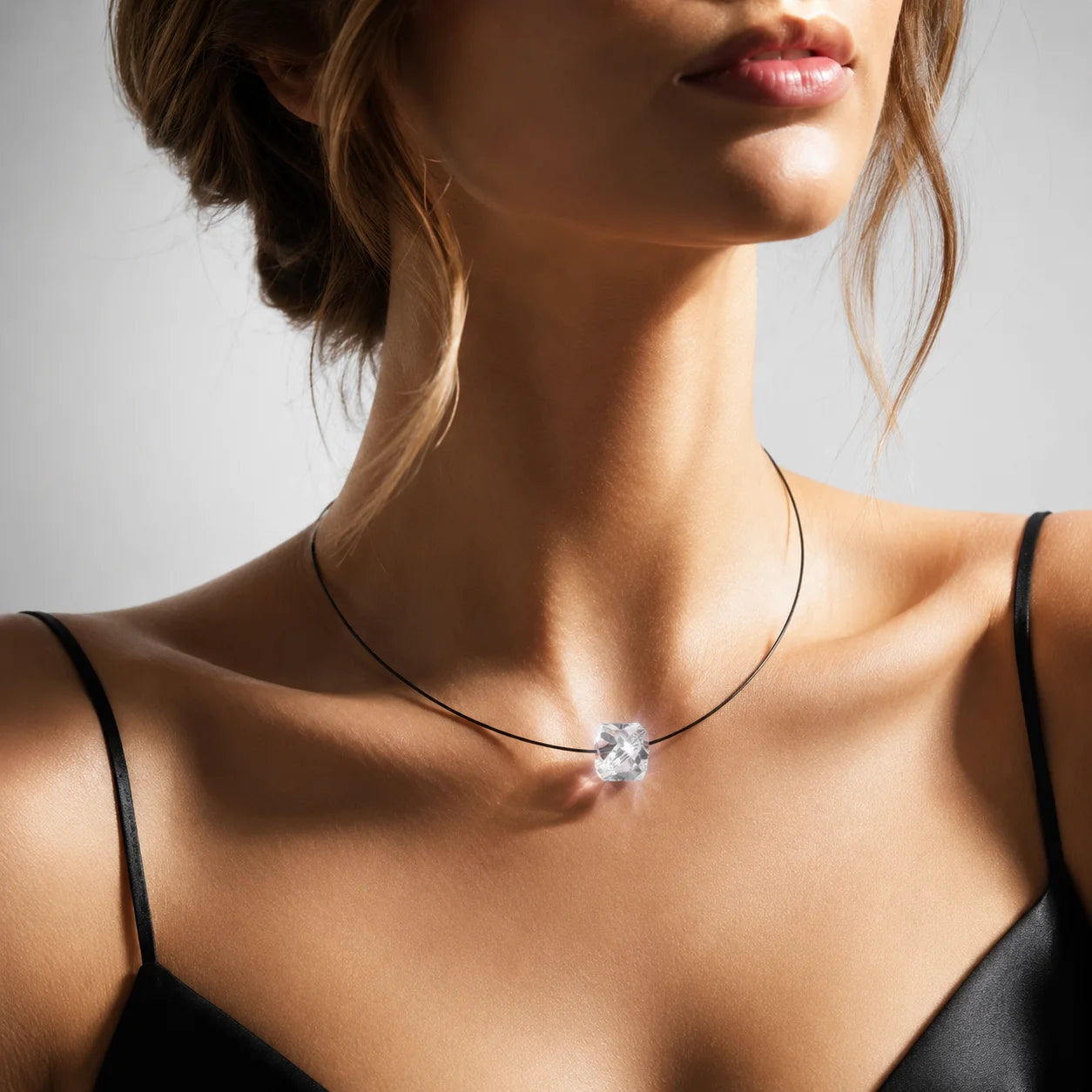  Halskette LED Kristall Bicone (geschliffen) Weiß mit Swarovski® Elements 
