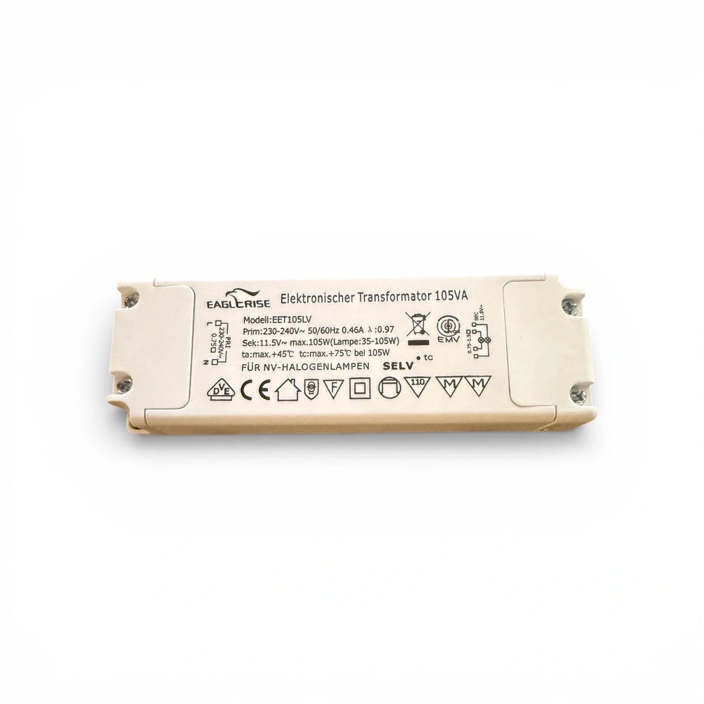 EAGLERISE EET105LV Elektronischer Transformator 105VA 11,5V 35-105W für NV Halogenlampen