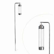 gartenlaterne mit erdspieß für led teelichter mit erdspieß chrom silber klares glas elle 53182 sompex