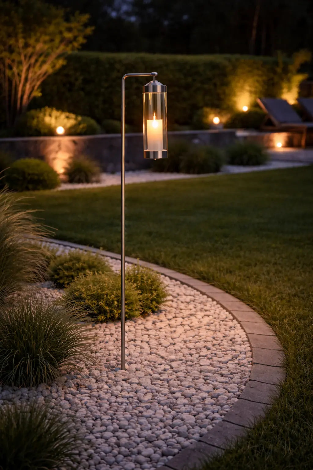 gartenlaterne mit erdspieß für led teelichter mit erdspieß wegeleuchte außen ohne strom für blumenbeet chrom silber klares glas elle 53182 sompex
