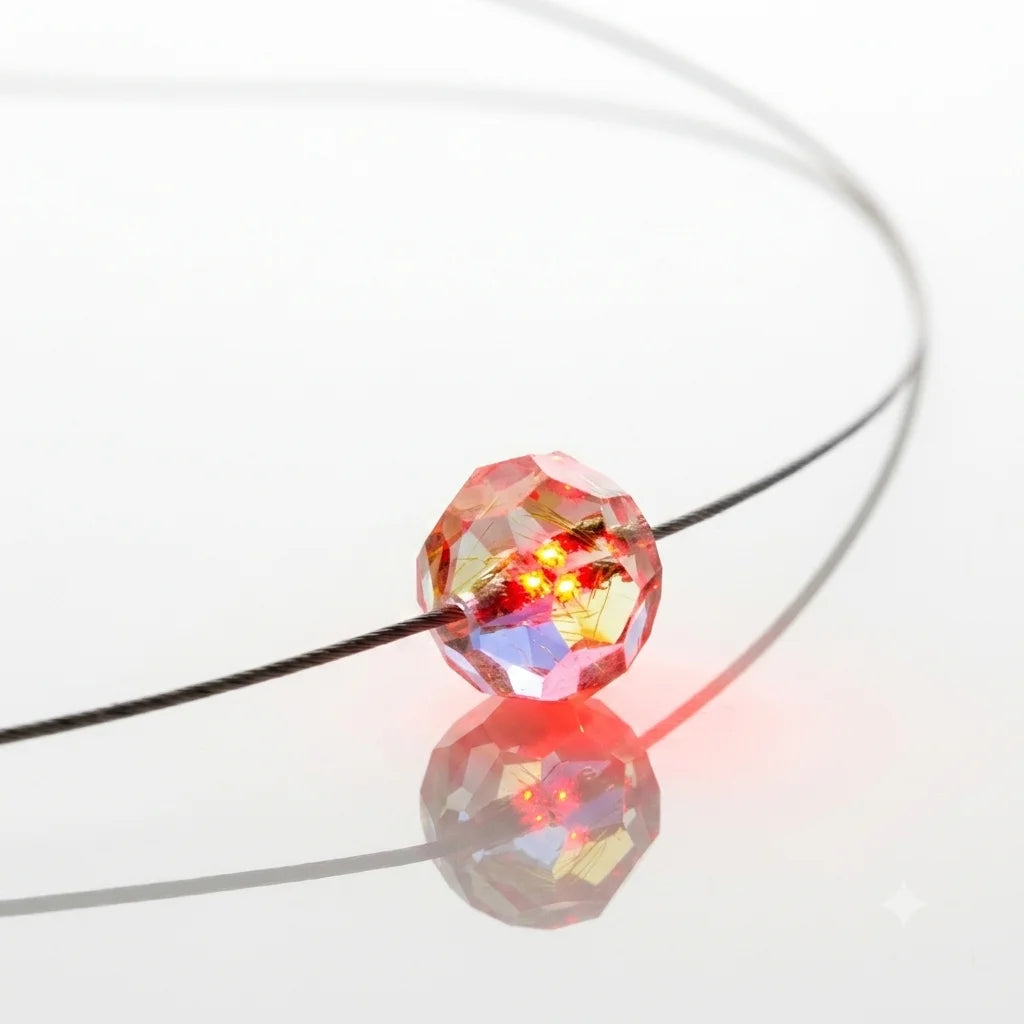 Leuchtende Halskette LED Kristall Ball rot mit Swarovski®- Elements