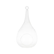 Taura Hängewindlicht aus mundgeblasenem Glas, handbemalt in Weiß. 23,5 cm, Tropfenform