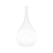Taura Hängewindlicht aus mundgeblasenem Glas, handbemalt in Weiß. 23,5 cm, Tropfenform