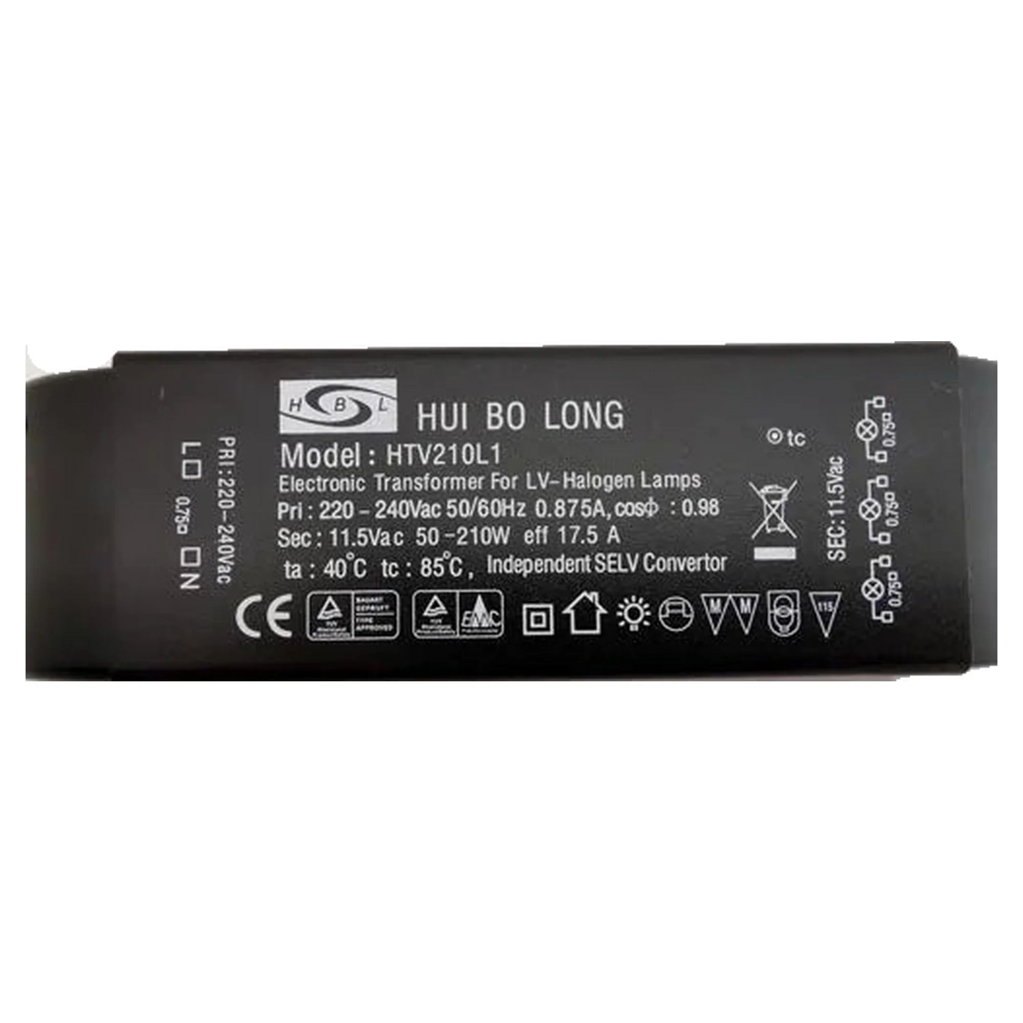 HBL Hui Bo Long HTV210L1 – 210W Elektronischer Halogen Transformator