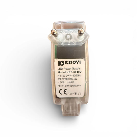 Kaoyi KPP-6F12V LED Netzteil 12V 6W transparent mit Strich Punkt Anschluss