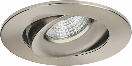 MD-70 TUNE satin LED Spot mit breiten Rahmen 80mm 9W dim to warm silber IP44 – Einbaustrahler IP44, schwenkbar, dimmbar, 80mm