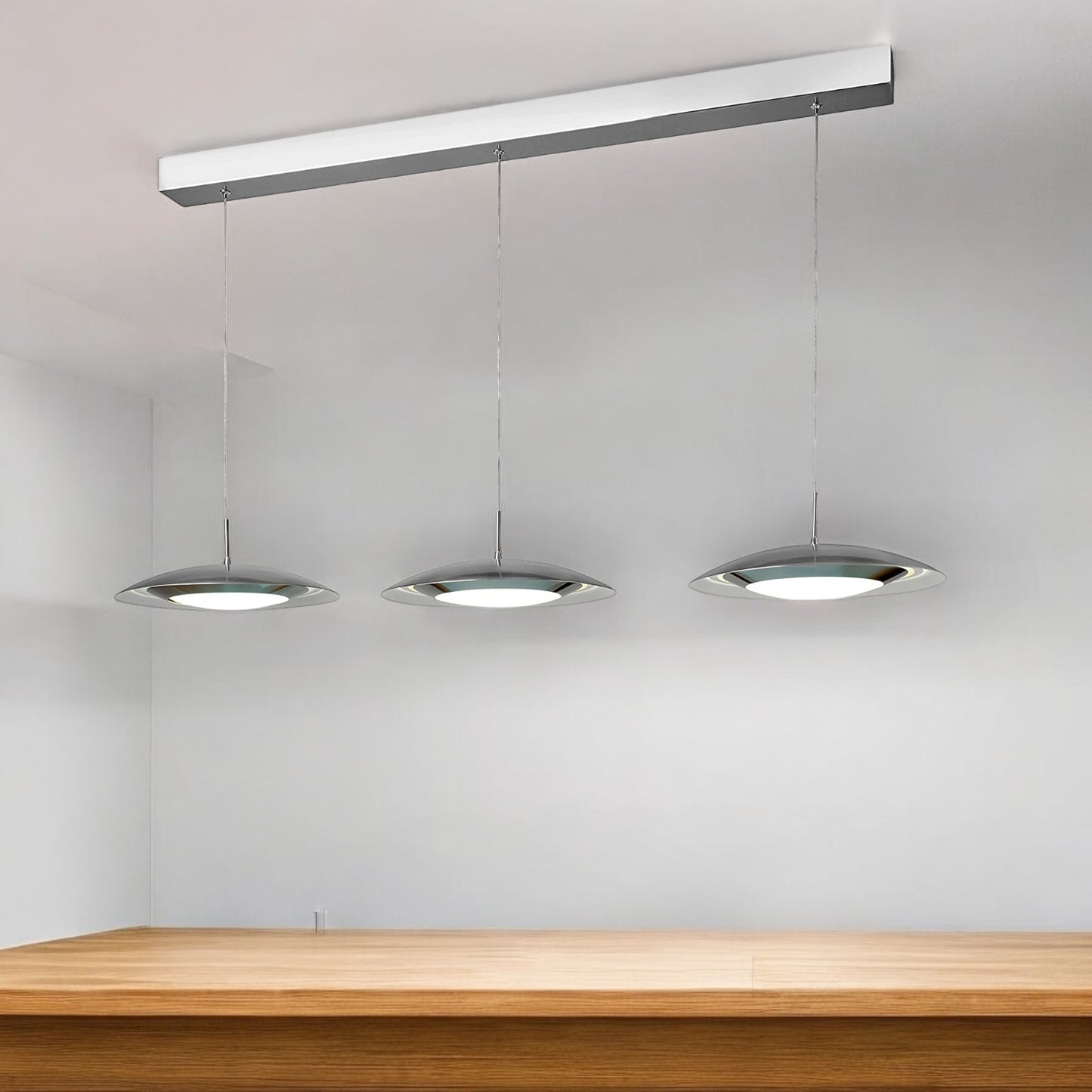 LED Esstischlampe Klaro Pendelleuchte 3flg silber matt – Pendelleuchte