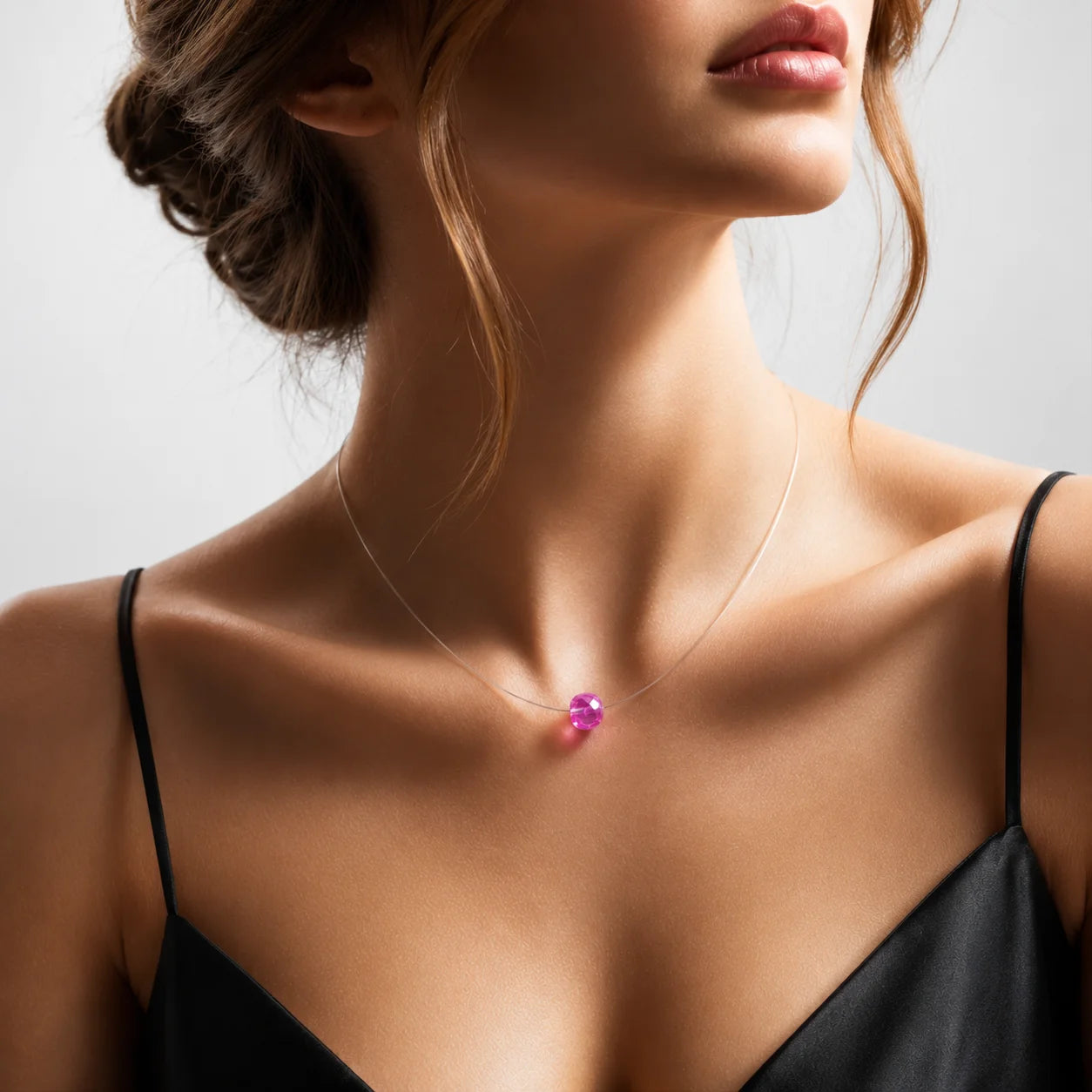 Leuchtende Halskette LED Kristall Ball pink mit Swarovski®- Elements