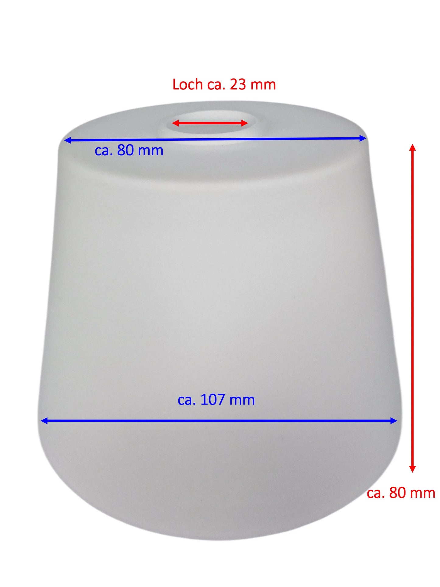 Lampenglas G9 Ersatzglas Loch 23mm weiß matt rund konisch 8cm 10cm Glasschirm Juppy 92074 92073 sompex 