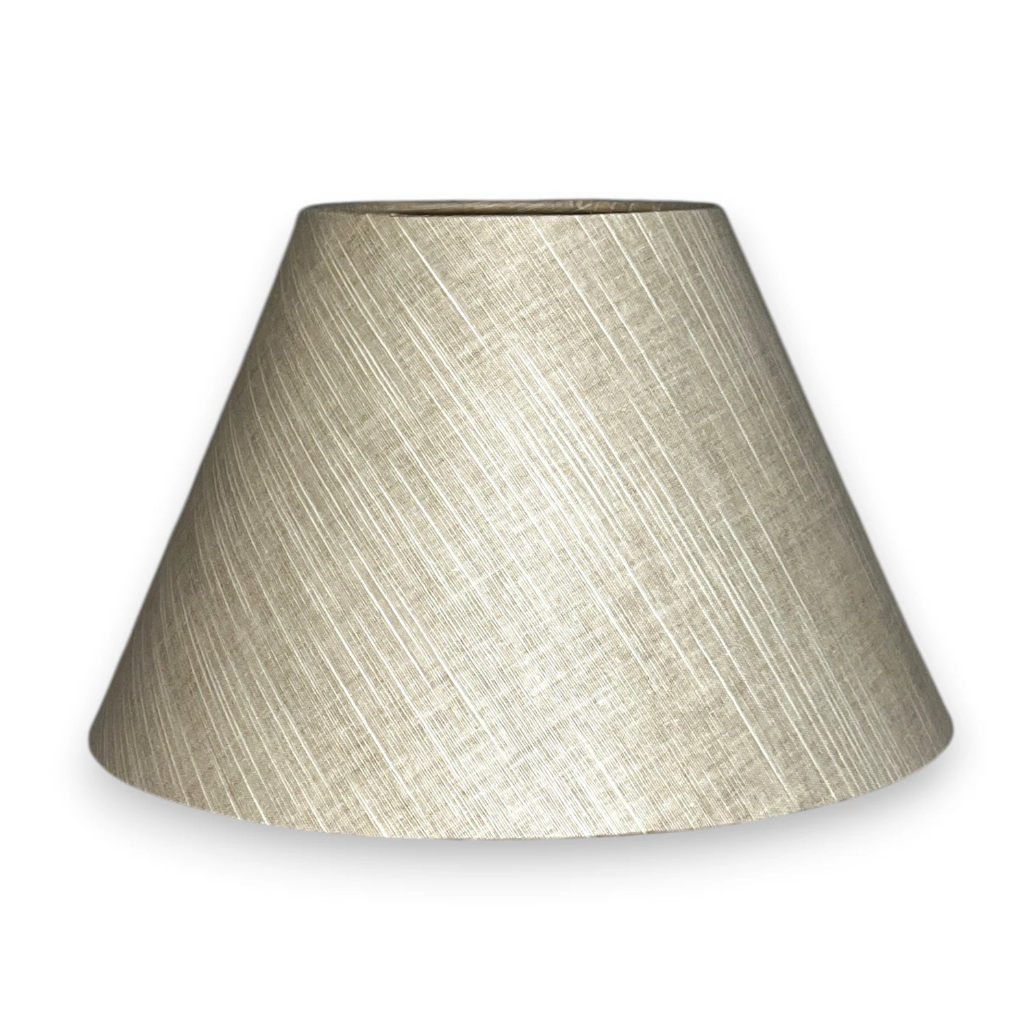 Konischer Lampenschirm in Creme aus Baumwollstoff mit E27-Aufnahme-Front