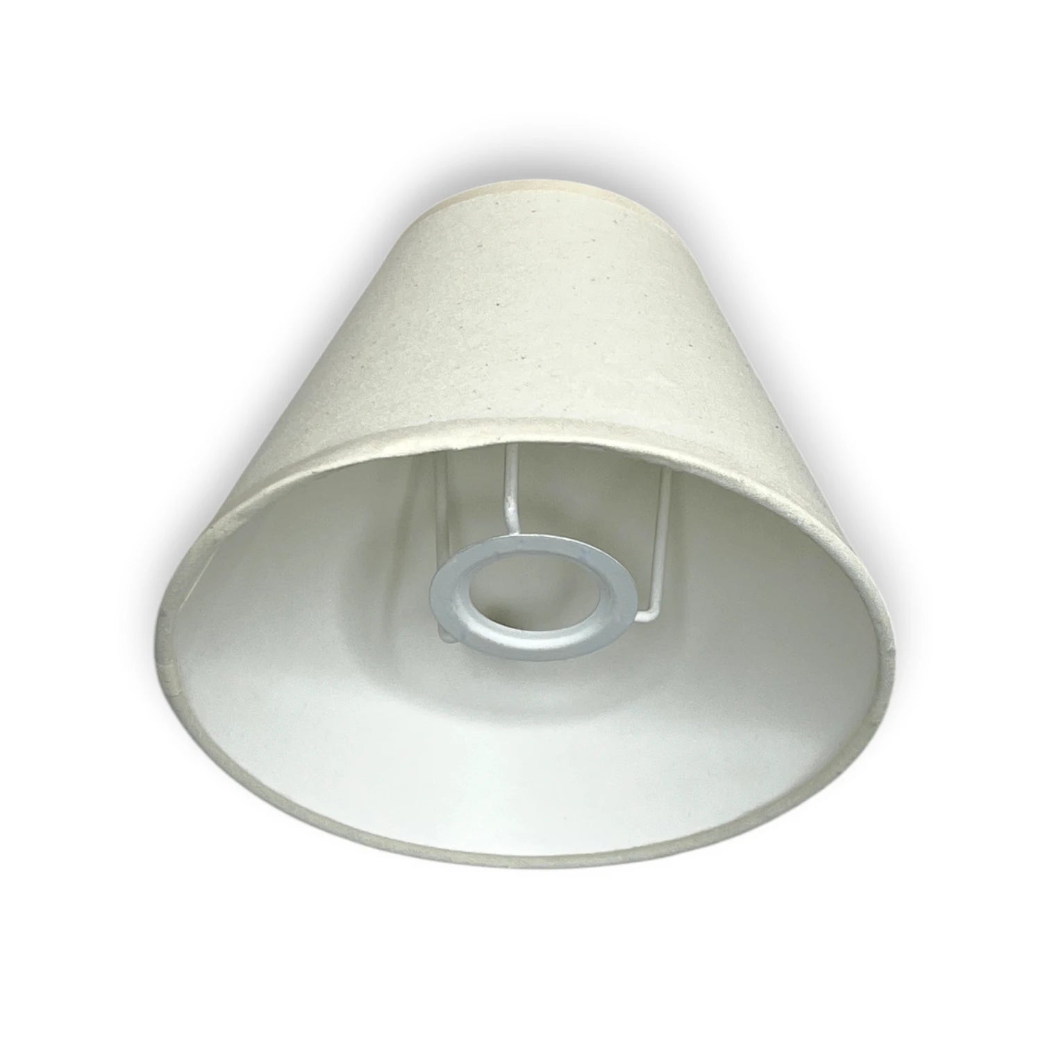 Stofflampenschirm in Creme mit weißer Innenseite und E14-Aufnahme, Unteransicht