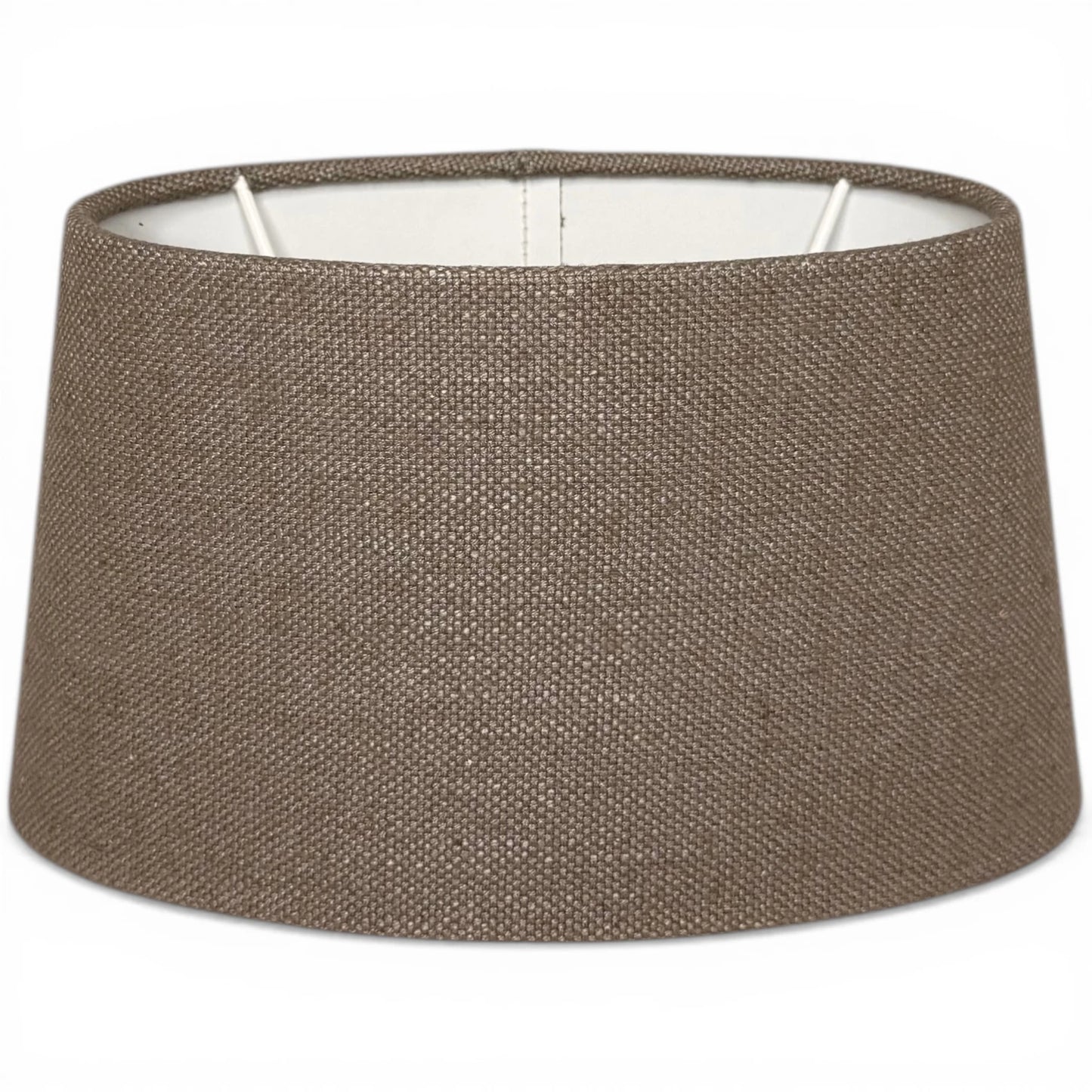 Ovaler Lampenschirm in Lever Taupe aus Stoff, Frontansicht