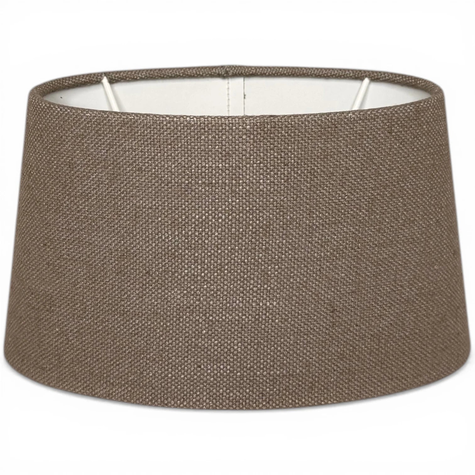 Ovaler Lampenschirm in Lever Taupe aus Stoff, Frontansicht