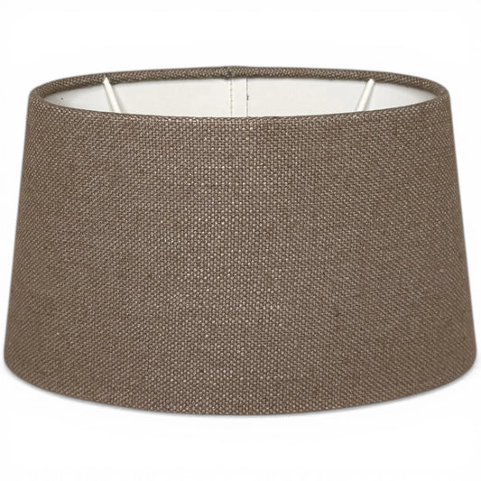 Ovaler Lampenschirm in Lever Taupe aus Stoff, Frontansicht