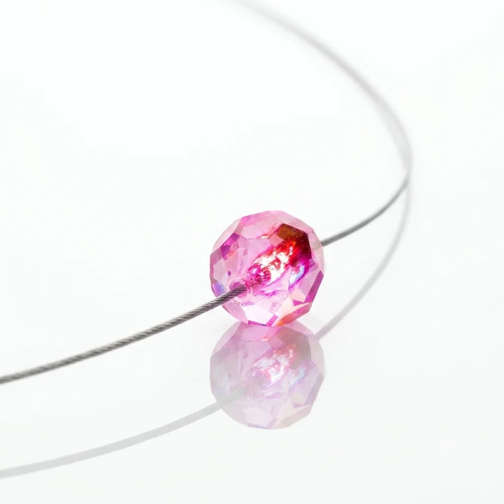 Leuchtende Halskette LED Kristall Ball pink mit Swarovski®- Elements