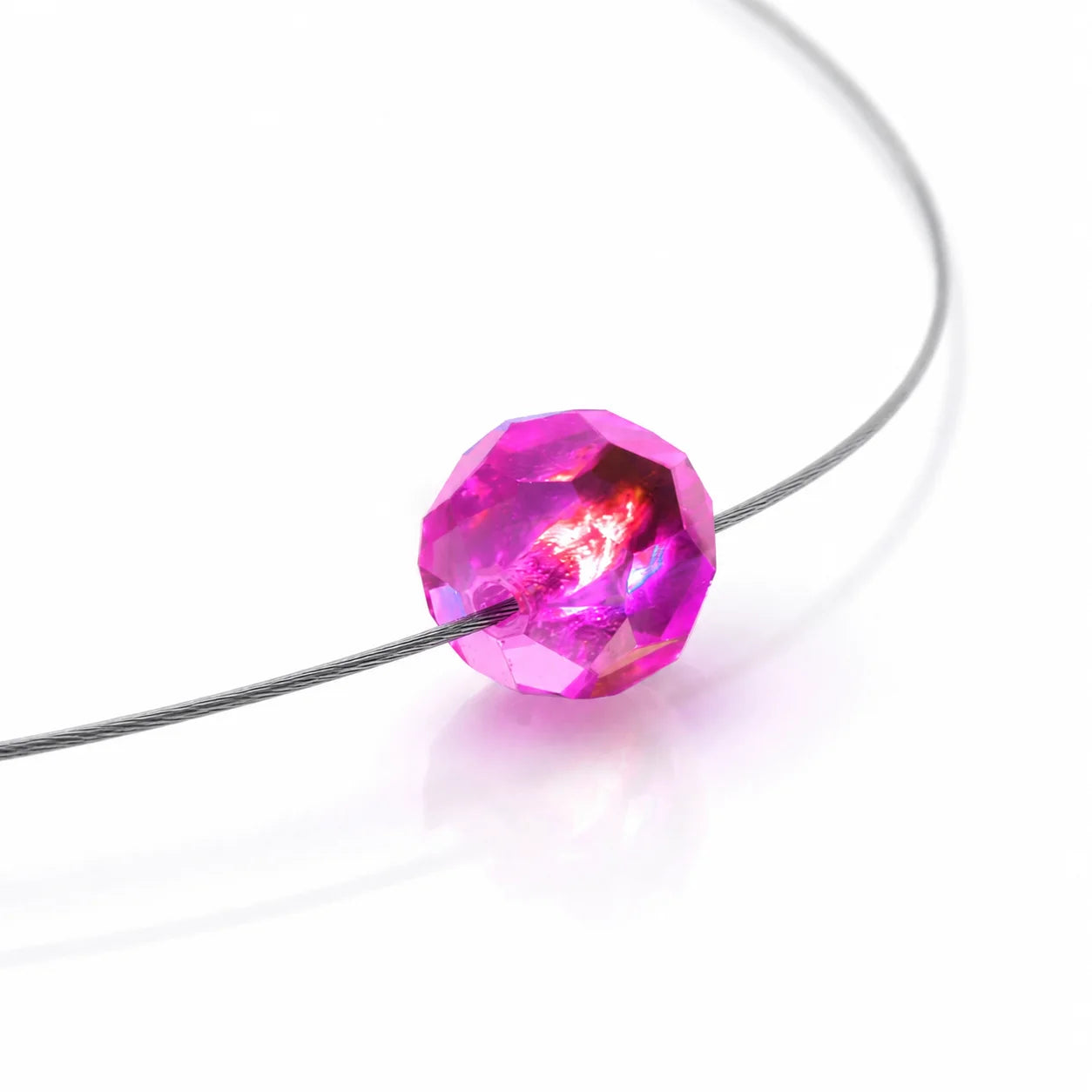 Leuchtende Halskette LED Kristall Ball pink mit Swarovski®- Elements