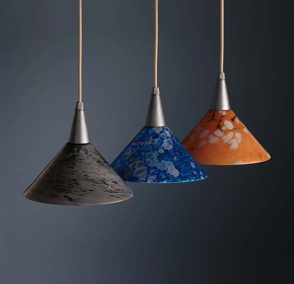 Lampenschirm aus Glas blau handbemalt E27 E14 für Hängelampe handbemalt – Lampenglas Opalglas