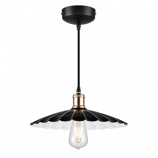 Design Hängelampe Schwarz/Weiß mit Golddetail