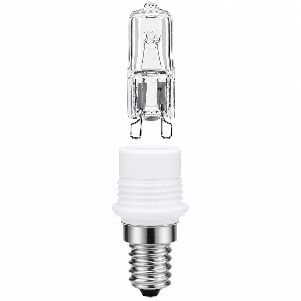    E14 Sockelset mit G9 Adapter und 33 W Halogen-Leuchtmittel