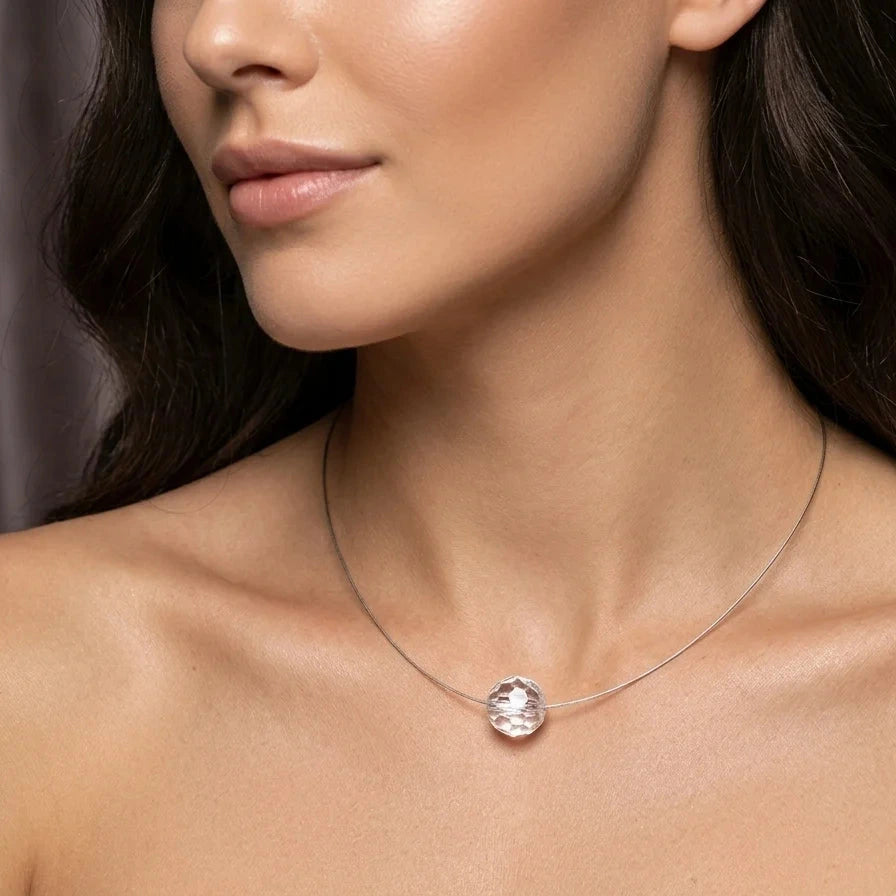 Leuchtende Halskette LED Kristall Ball weiß mit Swarovski®- Elements