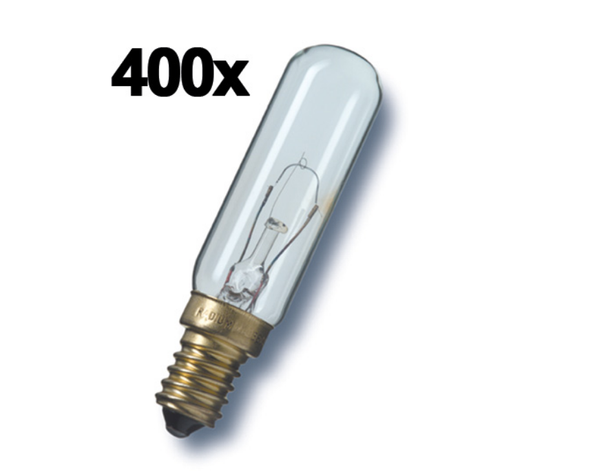 400x E14 25W 24V Röhrenform – E14 – 25W – 2850 Kelvin – 200 Lumen
