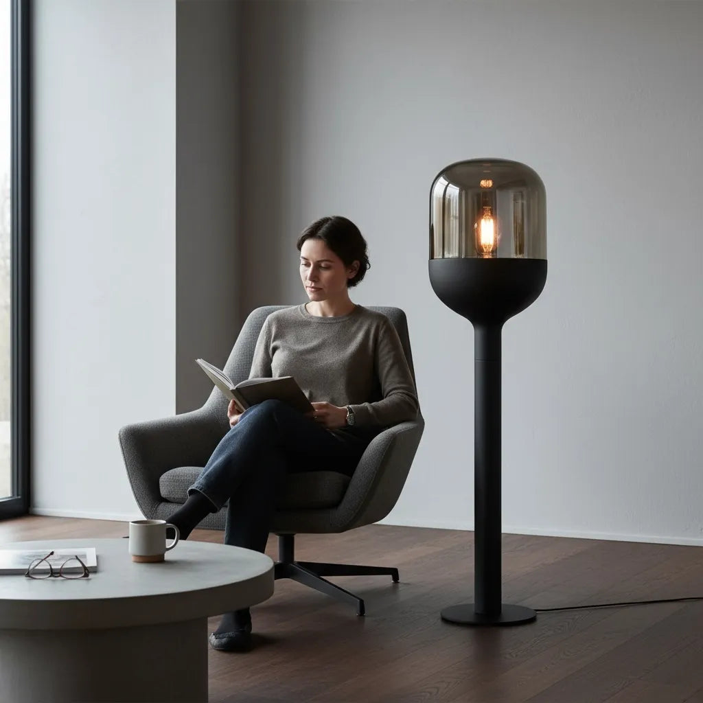 Stehlampe Mundgeblasen Amber Gold