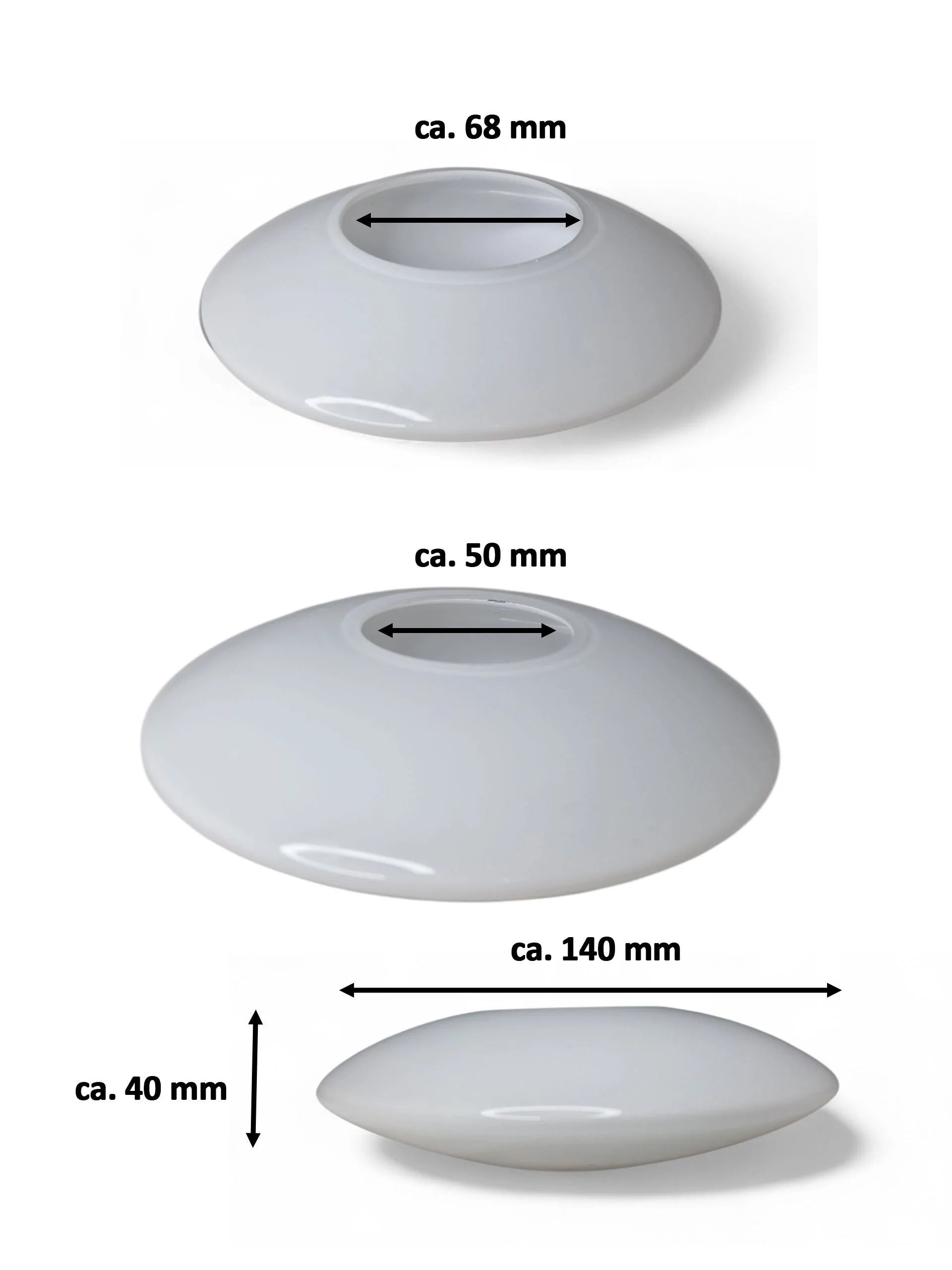Lampenglas weiß rund flach ufo schalenform 14 cm ersatzglas pendelleuchte fluxx sompex 79726 79727 loch 5cm höhe 4 cm loch 6,8 cm