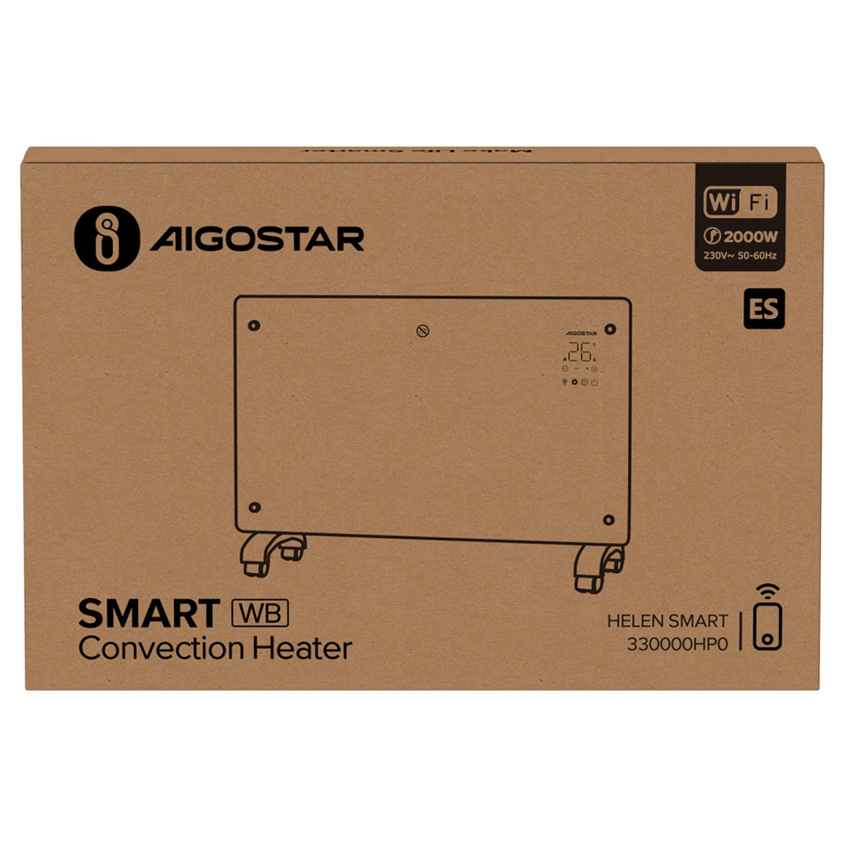 Aigostar smarter Heizkonvektor 2000 W – WLAN & Bluetooth, Touch, bis 20 m² – Verpackung
